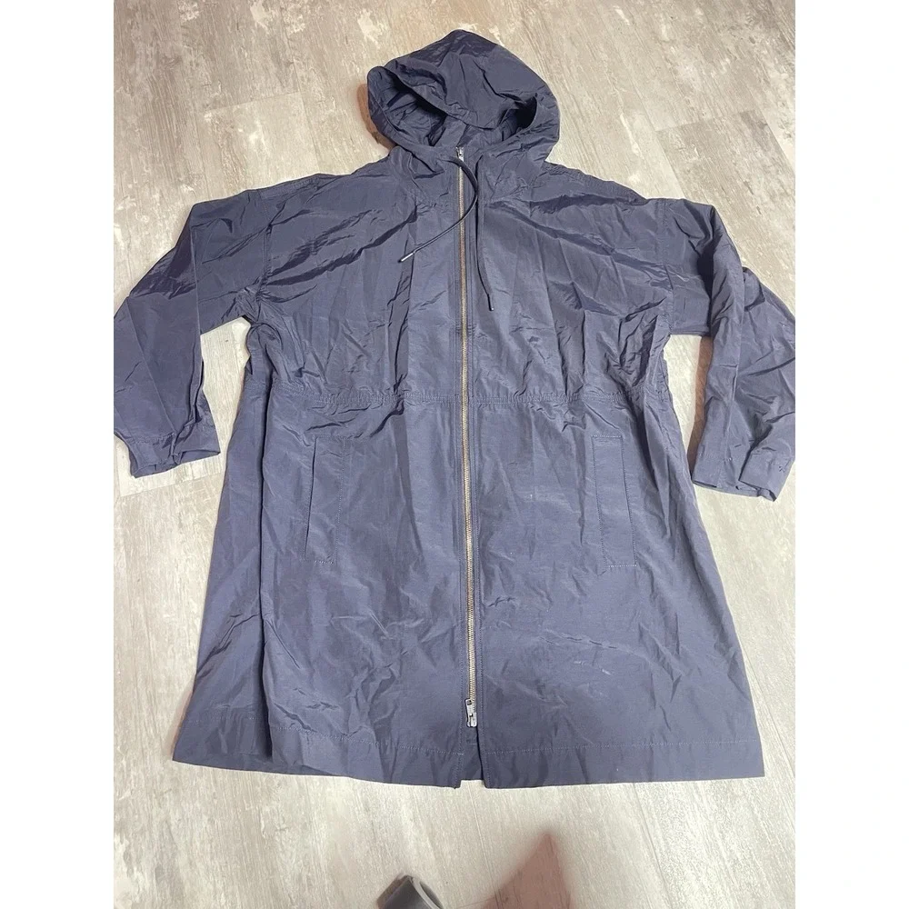 Eileen Fisher Woman XL Black Organic Cotton Nylon Hooded Coat Jacket Bag6